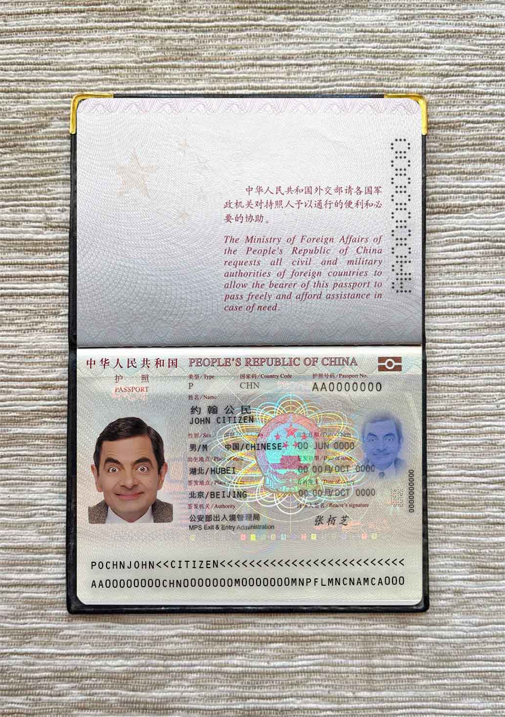 China passport (2013 present) photo look PSD template